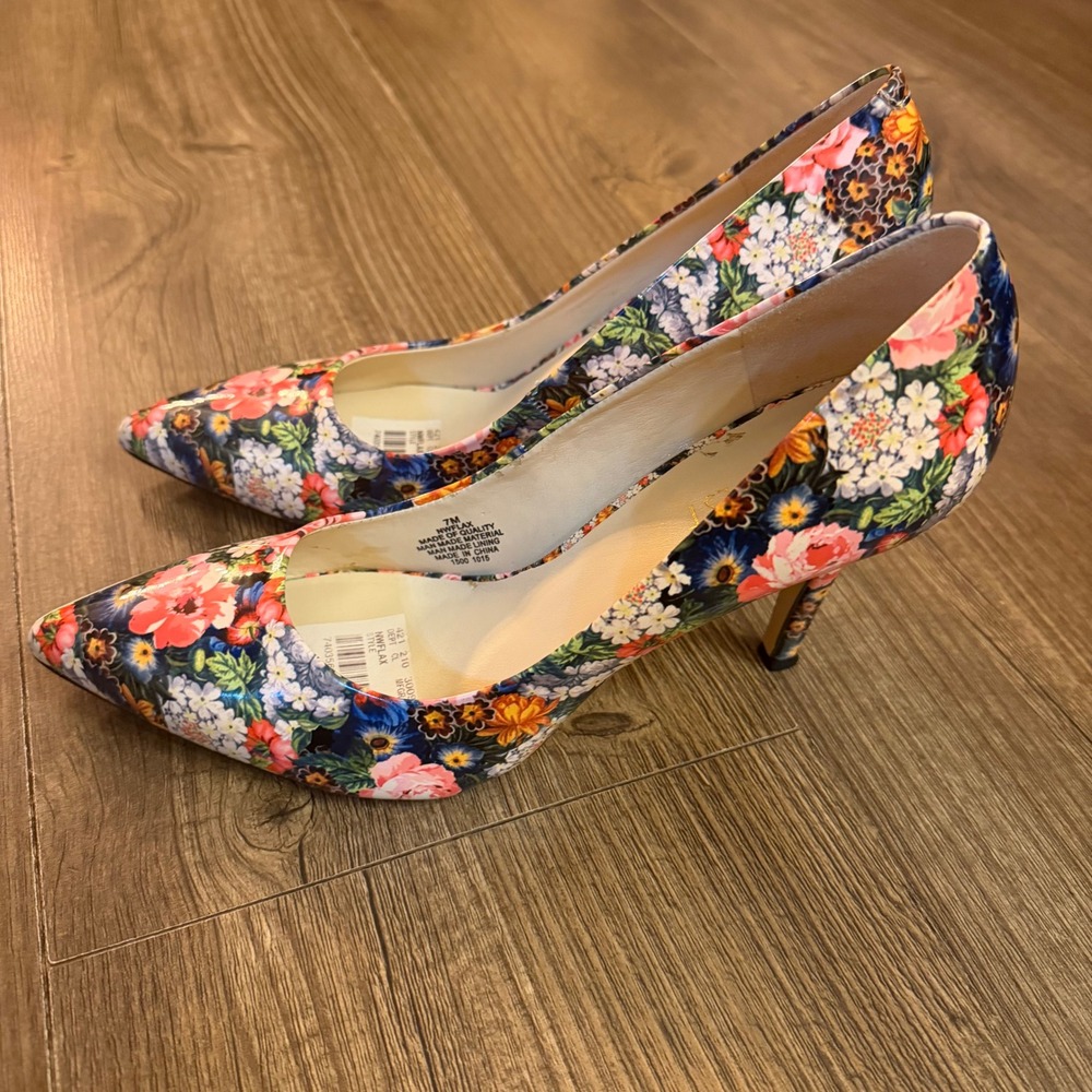 Nine West‎ Flax Pumps Multi-Color Floral Pointed Toe Stiletto Womens 7M